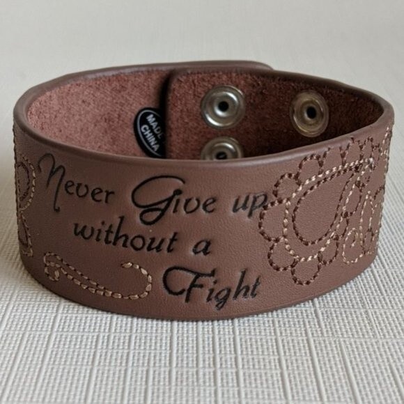 Layla Never Give Up Leather Bracelet Brown 7" / 8" NIP NEW IN PACKAGE - Picture 5 of 7